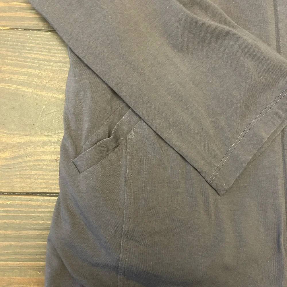 EILEEN FISHER Jacket L Organic Cotton Jersey Longline Hoodie Full Zip‎ Gray USA
